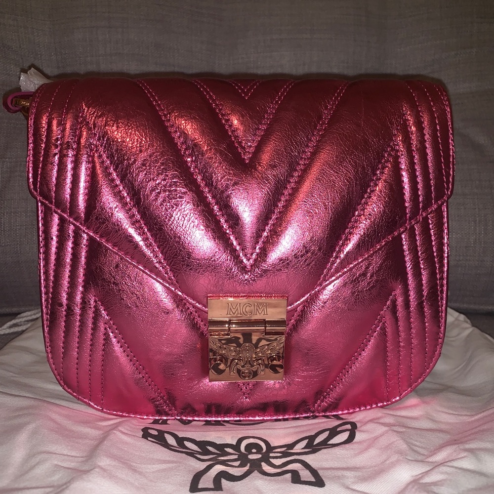 Brand New MCM Metallic Viva Lila pink crossbody
